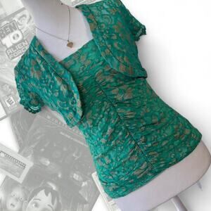 Y2k Marciano teal and gold Top set